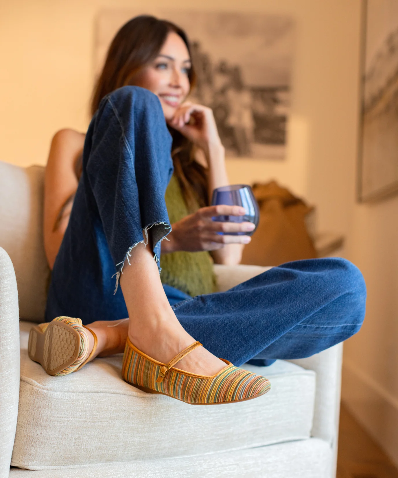 The Hummingbird Mary Jane Grosgrain - Tan Multi Stripe - Image 3